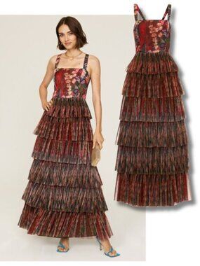 NWOT Hutch Avani Tiered Floral Gown - US 14